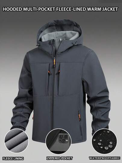 Men's Outdoor Casual Waterproof Windproof Thermal Lined Thick Jacket, Fall/Winter