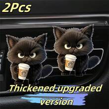 3pcs Cute Cat Car Ventilation Air Freshener Clip - Creative Hoodie Cat, Milk Tea Cat, Bell Cat Designs, 2D Acrylic Car Ventilation Decoration Clip, Comes With Aromatherapy Sheet, Deodorization + Random Scents, Car Air Freshener, Car Interior Decoration, Perfect Gift For Family And Friends