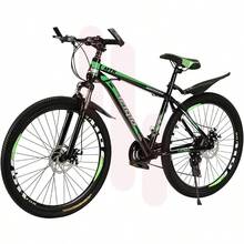 ICIQLO Bicicleta de Montaña para Adultos Rodada 26 Deportiva con 21 Velocidades Sistema Tipo Shimano Frenos de Disco Rin de Acero Suspension Delantera y pie de Apoyo - Verde - Ver 4