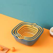 6-8pcs/Set Double Layer Thick Washing Basin Drain Basket, Multi-Function Fruit Plate, Living Room Home Kitchen New Fruit Washing Basket - Drain Basket - View 6