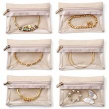 1/Travel Jewelry Bag, Transparent Zipper Pocket, Necklace. Bracelet. Earrings. Earrings. Watch Storage Bag, Jewelry Storage Bag Travel Women's Storage Box Girl Gift - 杏色 - 查看 1