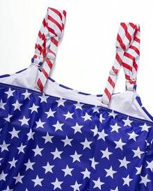 High Waisted Ruffle Tankini Swimsuit Plus Size Tummy Control - American Flag - View 2