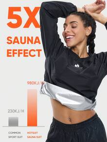 HOTSUIT Sauna Jackets Women Sweat Suits Sauna Shirt Gym Shirt Workout Sauna Suit Sport Top Gym Top Gym Clothes Gym Wear Sports Wear Sauna Suit Sauna Top, Valentine Gift - Black - View 5