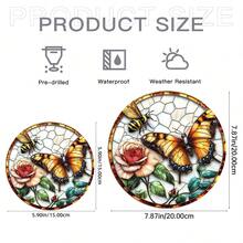 1PC Butterfly Sunglasses Landscape, Stained Glass Style Decorative Pendant, Vibrant And Colorful Design With Blue Butterfly And Bee, Perfect For Home & Garden Decoration, Ideal Gift For Friends & Family, Season Decoration | Unique Design, Butterfly Decoration - Acrylic-round - View 6