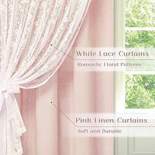 Linen Pink Curtains For Bedroom, Double Layered Curtain 84 Inch Length 2 Panels Set, Farmhouse Rod Pocket Curtains & Drapes With Tiebacks, Light Filtering Curtain For Living Room, 52 X 84 Inch - 粉紅52寬x84公升2包 - 查看 3