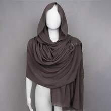 L'VOW Men's Medieval Hooded Cloak Greek Gods Shoulder Cape Post Apocalyptic Wrap Scarf Rogue Cowl Viking Renaissance - 棕色 - 查看 8