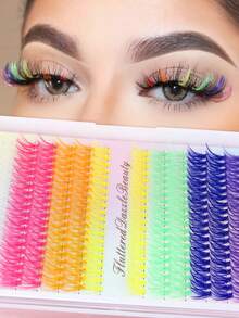 280 piezas DIY 7 colores del arcoíris 12mm pestañas postizas individuales en forma de D | Reutilizables para mezclar y combinar para Halloween, Acción de Gracias, Navidad, Año Nuevo, fiestas, cosplay, maquillaje glamoroso creativo