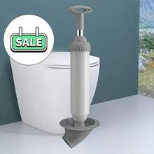 1 pieza Limpiador de desagüe de inodoro de alta presión - Ventosa manual con manguera flexible para eliminar obstrucciones, gris, herramienta esencial para el hogar para una limpieza eficiente de desagües, herramienta limpiadora de desagües