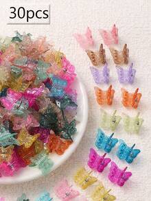 60 piezas de lindos pasadores de mariposa mini y coloridos, adecuados para niñas, regalo del Día de la Madre - Multicolor - Ver 9