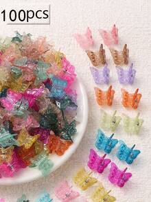 60 piezas de lindos pasadores de mariposa mini y coloridos, adecuados para niñas, regalo del Día de la Madre - Multicolor - Ver 6