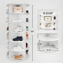 Drehbarer Schuhregal 360° drehbares Display weißer Lazy Susan-Organizer Shoe Rack, Karussell für Hüte und Handtaschen, inkl. 4 doppellagigen Schuhregalen