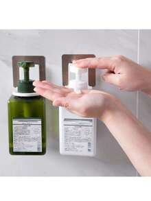 4pcs/2pcs No Drill Bathroom Shower Gel Holder, Shower Gel Bottle Rack Hanger Bracket, Bathroom Wall Suction Cup Shampoo Hooks, Random Style, Christmas/Valentine's Day Bathroom Accessories