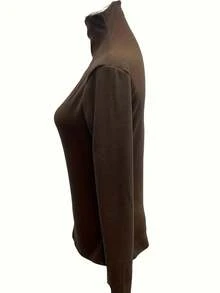 Thermisch gefüttertes Top mit Rollkragen in Große Größen, figurbetonter, warmer und dicker Pullover für Herbst/Winter