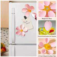 5pcs Cute Sakura Magnetic Memo Clips Set With 3D Flower Holder, For Office Whiteboard, Desk Organizer & Photo Display, Kawaii Home Office Supplies, Aesthetic Room Decor
