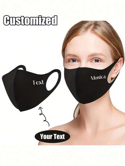 Personalized Customized Mask, Customized Letter Design, Can Customize Your Name, Exclusive Logo. Sunscreen, Breathable And Skin Friendly Reusable & Washable Breathable Dust Mask | Women's Fashionable Solid Color Windproof Sun & Ice Fiber Fabric Elastic Face Mask For Casual Outdoor Activities | Black/Pink/Grey, Minimalist Design, Durable Elastic Edge