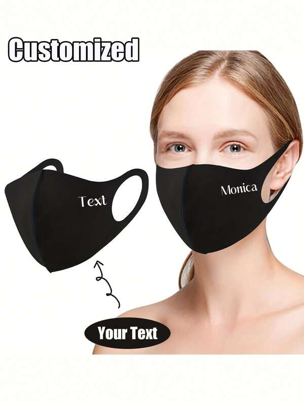 Personalized Customized Mask, Customized Letter Design, Can Customize Your Name, Exclusive Logo. Sunscreen, Breathable And Skin Friendly Reusable & Washable Breathable Dust Mask | Women's Fashionable Solid Color Windproof Sun & Ice Fiber Fabric Elastic Face Mask For Casual Outdoor Activities | Black/Pink/Grey, Minimalist Design, Durable Elastic Edge