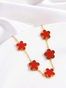 1 Peça Pulseira de Flor de Trevo da Sorte Banhada a Ouro 18K em Aço Inoxidável, Acessório de Moda de Luxo e Alta Qualidade, Adequado para Uso Diário, Festivais, Encontros e Presentes para Mulheres