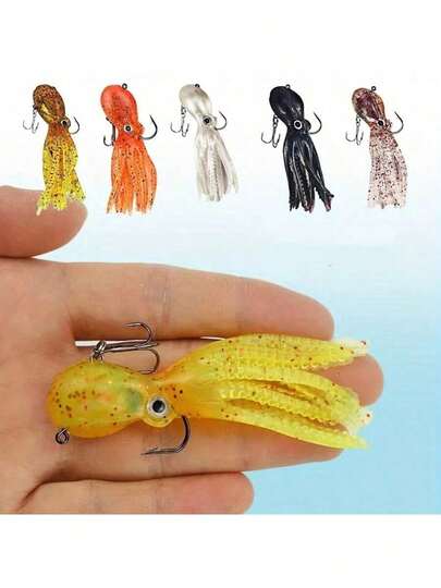 Topline Tackle 1件/3件 23克 章鱼软饵 鱿鱼裙边鱼饵 软质海水鱼饵 带裙边 比目鱼 石斑鱼 渔具