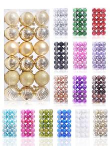 36个/盒，1.1英寸/3厘米圣诞装饰球，适用于圣诞树悬挂装饰、婚礼装饰、礼品 - 彩色 - 查看 2