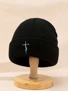 1 Stück Kinder Herbst/Winter Mode Buchstaben Stickerei Strickmütze, Unisex Baby warme Ohrenschutz Beanie, vielseitig für den täglichen Gebrauch