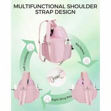 Tennis Bag Water Resit Tennis Backpack For Women Men Quilted Crossbody Sling Design For Tennis Pickleball Badminton Rackets - Pink - View 5