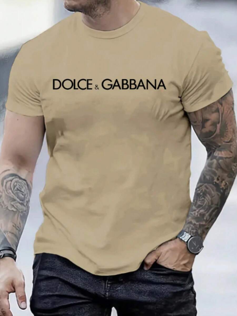 D&G Men's T-Shirt Launch 100% Premium Cotton Mesh Shirt Immediate Shipping - 米色 - 查看 1