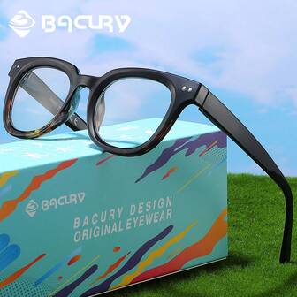 BACURY 1 st. leopardmönstrade PC (polykarbonat) läsglasögon för kvinnor, runda bågar, bekvämt och lätt PC-material, märkesförpackning, utmärkt presentval