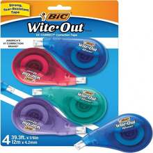 BIC Wite-Out Brand EZ Correct Correction Tape, 393 Feet, 2-Count Pack Of White Correction Tape, Fast, Clean And Easy To Use Tear-Resistant Tape Office Or School Supplies - MàuD - Xem 1
