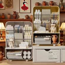 1 pieza Organizador de escritorio con cajón para accesorios de escritorio, organizador fijo, organizador marcado para suministros de arte de escritorio