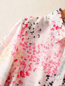 Áo sơ mi dài tay họa tiết hoa nhí cỡ lớn dành cho nữ, cổ cài nút, kiểu dáng thường ngày, phù hợp cho mùa thu, đông và xuân. - Nhiều màu - Xem 5