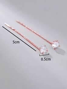 1 Pair Minimalist Zirconia Stone Circular Tassel Ear Cuffs, Suitable For Women's Daily Wear