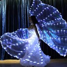 1pc Solid Color Shiny Polyester Belly Dance Wings Prop, Suitable For Easter, Christmas, Halloween, Wings, Butterfly Fairy Wings, Luminous Wings, Colorful Wings, Belly Dance Costume Performance Wings, Party Dance Wings, LED Light Wings - Multicolor - View 13