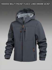 男士户外休闲防水防风保暖加厚长袖外套，秋冬款 - 灰色 - 查看 2