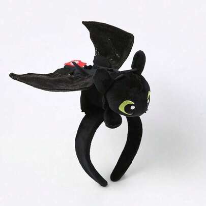 Universal Pictures Diadema de peluche con diseño oficial de Toothless, diadema de peluche de animal de dibujos animados linda, accesorio de vestir de peluche para adultos/niños, decoración