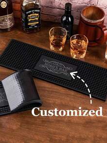 1pc Customizable Silicone Bar Mat, Personalized Bar Mat, Coffee And Cocktail Coaster, Home Bar Accessories, Artistic Rubber Drink Coaster, Gift For Father, Boyfriend, Customized Coaster, Multifunctional - Multicolor - View 2