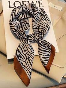 1 pieza Pañuelo/Pañoleta versátil con estampado de lunares, elegante, adecuado para atuendos, decoración de bolsos, personal de tripulación, apropiado para cualquier ocasión, como pañuelo para la cabeza o diadema - Blanco y Negro - Ver 6