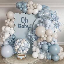 105 Stücke Luftballon Dekoration Set in Blau, Weiß & Gold, enthält Chrom Gold Ballons, Makaron Blau & Weiße Latex Ballons, geeignet für Babypartys, Geschlechteroffenbarungen, Hochzeiten, Bridal-Shower, Babypartys, Kindergeburtstage