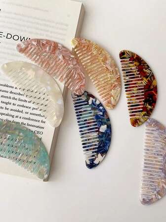 2 st mini retro söt flerfärgad acetatmarmormönster antistatisk hårborste hårbottenmassage stylingverktyg lämplig för flickors dagliga användning och bära med sig