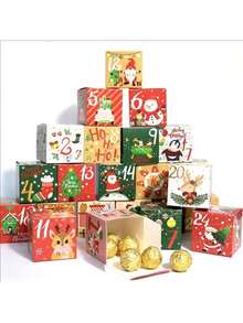 24 Peças Conjunto de Caixas de Presente de Natal - Embalagem de Doces Festivos e Lembrancinhas, Caixas de Papel Decorativas de Feriado, Decorações de Natal, Pijamas de Natal, Presentes de Natal, Decoração de Natal - Multicolorido - Visão 4