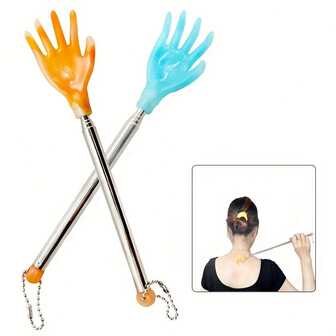 Retractable Back Scratch-Scratching Massager - Portable And Multi-Functional, With Pocket Clips, Can Be Extended To 14.17 Inches, Blue, Suitable For Home Use, Back Massage