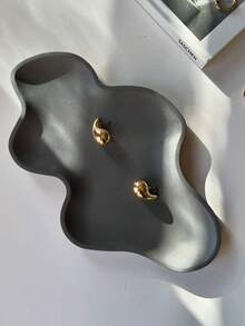 1PC 不对称弧形托盘硅胶模具 DIY 云朵托盘储物盘石膏模具家居装饰摆件环氧树脂模具工艺品生产铸造模具 - 白色 - 查看 9