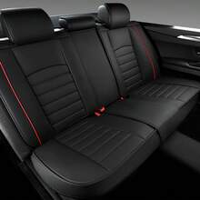 JDWBT Leather Car Seat Covers Full Set Universal, Fit For FIAT Panda, 500L, 500X, Tipo, Bravo, Linea, Stilo, Lancia Ypsilon, Adjustable Front Seats And Back, Automotive 5 Seat Covers All Season, Car Seat Protectors Airbag Compatible - 黑色 - 查看 6