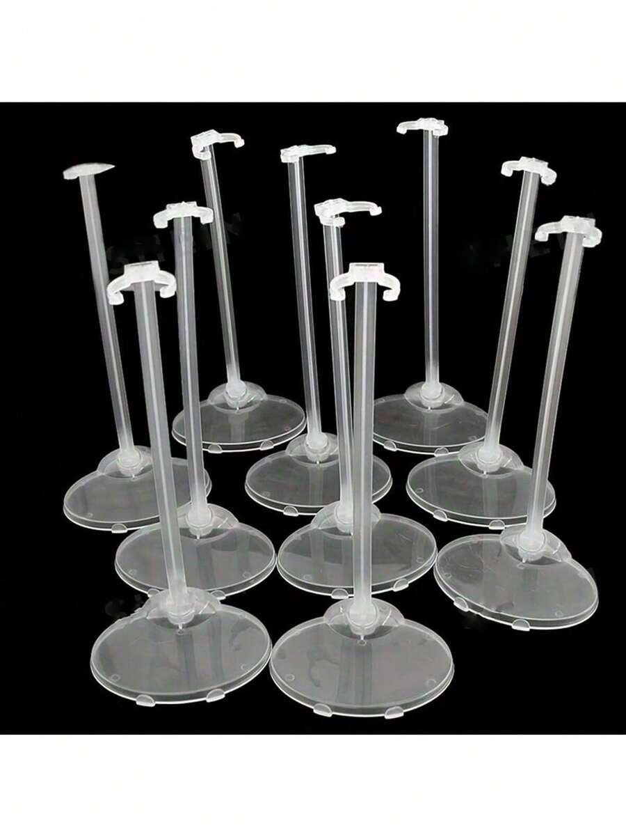 5/10/20pcs Transparent Display Stand | Sturdy & Modern | No Power Needed, Suitable For Home And Office Decor, Figurine & Doll Holder - Clear - View 1