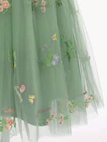 Flower Girls Spaghetti Strap Tulle Dress Long A Line Wedding Pageant Dresses Princess Birthday Party Ball Gown - Green - View 8