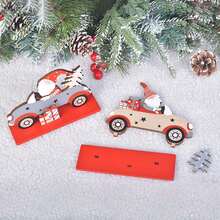 Christmas Table Sign Wooden Santa Truck Table Decoration Indoor Holiday Ornaments For Home