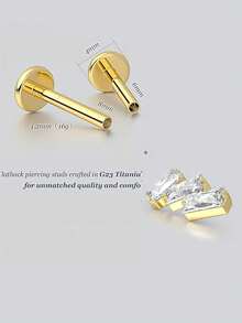 2pcs 16G G23 Titanium Tragus Conch Helix Piercing Jewelry Internally Threaded Flat Back Cartilage Earrings Forward Helix Earrings Medusa Labret Piercing Jewelry For Women Men Gold 6MM 8MM - Lip Stud - View 22
