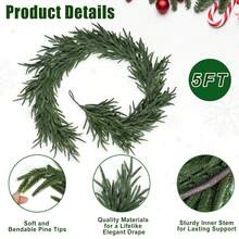 1 paquet Couronne de pin de Norfolk artificielle de Noël, couronne de pin d'hiver au toucher réel, décoration de couronne de cheminée, couronne verte artificielle polyvalente, couronne de cèdre réaliste souple et pliable, utilisée pour les tables, les manteaux, les murs, les décorations de Noël intérieures et extérieures