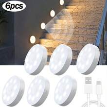 1/3/6 LED Step Lights With Motion Sensor, USB Rechargeable Night Light, Dimmable, Semi-Embedded Wall Mount, Suitable For Kitchen, Cabinet, Stairs, Wardrobe, Room - Plastic, White, Magnetic, Dimmable, Detachable (Built-In 250mAh Lithium Battery) - White With Switch - View 17