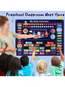 Mój codzienny kalendarz Zestaw tablic do nauki historii Tablica filcowa 3,3 stopy dla małych dzieci Prezenty dla dzieci Kalendarz przedszkolny do klasy Czas w kręgu Centrum nauki Dni tygodnia dla małych dzieci Kalendarz edukacyjny