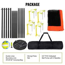 4-Way Volleyball Net, Adjustable Height Badminton Net Set For Backyard Beach Lawn, Outdoor Portable Volleyball Net With Carrying Bag, 4 Square Quick Assemble Game Set For Kids And Adults - Orange - View 7
